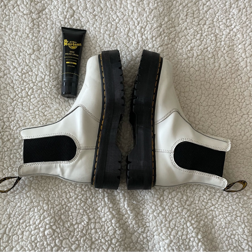 Dr. Martens 2976 Quad White Leather Platform + Shoe Polish - Picture 3 of 10